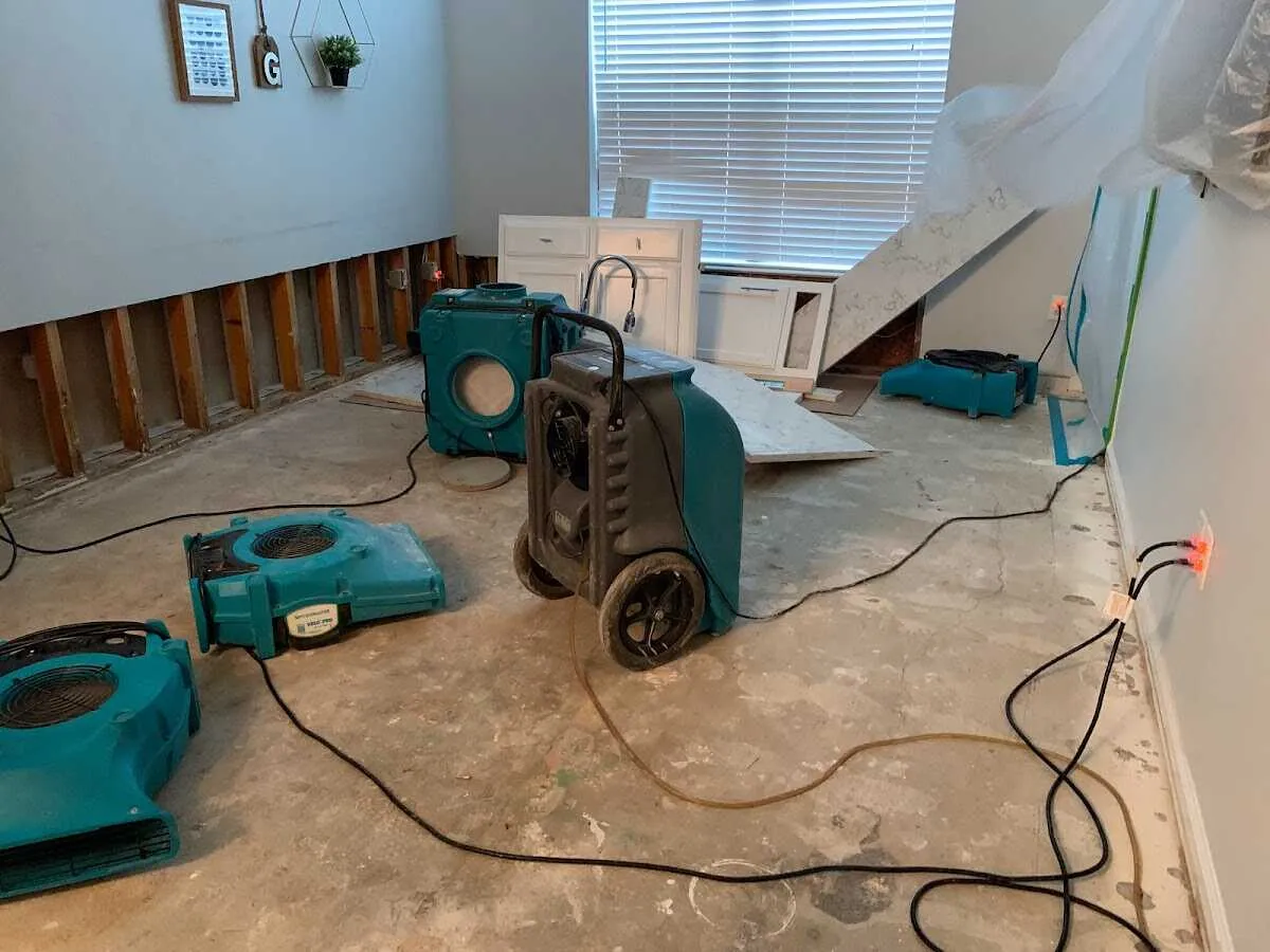 Dehumidifier in flood-cut room for Water Extraction & Removal in Hilmar-Irwin